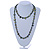 Long Olive Green Shell Nugget and Glass Crystal Bead Necklace - 110cm L - view 5