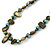 Long Olive Green Shell Nugget and Glass Crystal Bead Necklace - 110cm L - view 7
