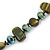 Long Olive Green Shell Nugget and Glass Crystal Bead Necklace - 110cm L - view 3