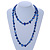 Long Royal Blue Shell Nugget and Glass Crystal Bead Necklace - 110cm L - view 4