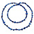Long Royal Blue Shell Nugget and Glass Crystal Bead Necklace - 110cm L - view 2
