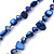 Long Royal Blue Shell Nugget and Glass Crystal Bead Necklace - 110cm L - view 3
