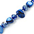 Long Royal Blue Shell Nugget and Glass Crystal Bead Necklace - 110cm L - view 5