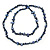 Long Dark Blue Shell Nugget and Glass Crystal Bead Necklace - 110cm L - view 5