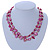 Two Row Fuchsia Shell Nugget and Nude-coloured Glass Crystal Bead Necklace - 44cm L - view 2