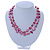 Two Row Fuchsia Shell Nugget and Nude-coloured Glass Crystal Bead Necklace - 44cm L - view 6