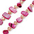 Two Row Fuchsia Shell Nugget and Nude-coloured Glass Crystal Bead Necklace - 44cm L - view 4