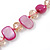 Two Row Fuchsia Shell Nugget and Nude-coloured Glass Crystal Bead Necklace - 44cm L - view 5