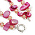 Two Row Fuchsia Shell Nugget and Nude-coloured Glass Crystal Bead Necklace - 44cm L - view 3