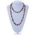 Long Brown Shell Nugget and Transparent Glass Crystal Bead Necklace - 110cm L - view 6