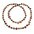 Long Brown Shell Nugget and Transparent Glass Crystal Bead Necklace - 110cm L - view 5