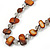 Long Brown Shell Nugget and Transparent Glass Crystal Bead Necklace - 110cm L - view 3