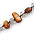 Long Brown Shell Nugget and Transparent Glass Crystal Bead Necklace - 110cm L - view 4