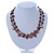 Two Row Brown Shell Nugget and Transparent Glass Crystal Bead Necklace - 44cm L - view 6