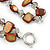 Two Row Brown Shell Nugget and Transparent Glass Crystal Bead Necklace - 44cm L - view 4