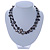 Two Row Black Shell Nugget and Transparent Glass Crystal Bead Necklace - 44cm L - view 6