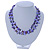 Two Row Purple Shell Nugget and Violet Glass Crystal Bead Necklace - 44cm L - view 6
