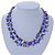 Two Row Purple Shell Nugget and Violet Glass Crystal Bead Necklace - 44cm L - view 2