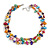 Two Row Multicoloured Shell Nugget and Nude-coloured Glass Crystal Bead Necklace - 44cm L/ 6cm Ext - view 3