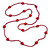Long Raspberry Red Glass Bead, Ceramic Star Necklace - 106cm L