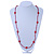Long Raspberry Red Glass Bead, Ceramic Star Necklace - 106cm L - view 6