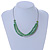 Glass and Wood Bead Multistrand Wire Necklace In Silver Tone - 48cm L/ 3cm Ext - view 2