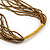 Dusty Yellow Wood and Bronze Glass Bead Multistrand Necklace - 80cm L - view 4