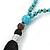 Long Turquoise Style Bead with Black Cotton Cord Tassel Necklace - 84cm L/ 9cm L-Tassel - view 6