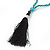 Long Turquoise Style Bead with Black Cotton Cord Tassel Necklace - 84cm L/ 9cm L-Tassel - view 4