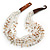 Ethnic Multistrand White/ Nude Glass Necklace With Wood Hook Closure - 50cm L
