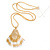 Gold/ White Glass Bead Tassel Pendant with Gold Bead Chain - 62cm Chain/ 7cm Pendant - view 4