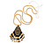 Gold/ Black Glass Bead Tassel Pendant with Gold Bead Chain - 62cm Chain/ 7cm Pendant - view 3