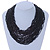 Black Glass Bead Multistrand, Layered Necklace With Wooden Square Closure - 64cm L - view 2