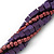 Deep Purple Square Wood And Metallic Violet Off Round Glass Bead Multistrand Twisted Necklace In Silver Tone - 44cm L - view 3