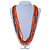 Frosted Bright Orange/ Brown Multistrand Glass Bead Long Necklace - 86cm L - view 2