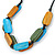 Blue/ Green/ Brown Oval Ceramic Beads Black Waxed Cord Necklace - 62cm L - view 3