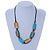 Blue/ Green/ Brown Oval Ceramic Beads Black Waxed Cord Necklace - 62cm L - view 2