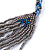 Multistrand Layered Beige/ Light Blue/ Black Glass Bead Necklace With Button & Loop Closure - 70cm L - view 4