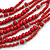 Long Multistrand, Layered Red Wood/ Glass Bead Necklace with Red Suede Cord - Adjustable - 120cm/ 140cm L - view 3