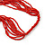 Brick Red Wood, Glass Bead Multistrand Necklace - 88cm L - view 4