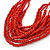 Brick Red Wood, Glass Bead Multistrand Necklace - 88cm L - view 3