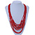 Brick Red Wood, Glass Bead Multistrand Necklace - 88cm L - view 2