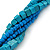 Teal Square Wood And Blue Off Round Glass Bead Multistrand Twisted Necklace In Silver Tone - 44cm L - view 3