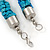 Teal Square Wood And Blue Off Round Glass Bead Multistrand Twisted Necklace In Silver Tone - 44cm L - view 4