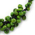 Apple Green Wood Bead Cluster Black Cotton Cord Necklace - 72cm L - view 6