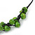 Apple Green Wood Bead Cluster Black Cotton Cord Necklace - 72cm L - view 5