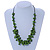 Apple Green Wood Bead Cluster Black Cotton Cord Necklace - 72cm L - view 2