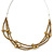 Multistrand Wired Bronze Glass Bead Necklace In Silver Tone - 50cm L/ 4cm Ext