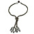 Grey Metallic Glass Bead Tassel Necklace - 50cm L/ 13cm L Tassel - view 8