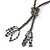 Grey Metallic Glass Bead Tassel Necklace - 50cm L/ 13cm L Tassel - view 3